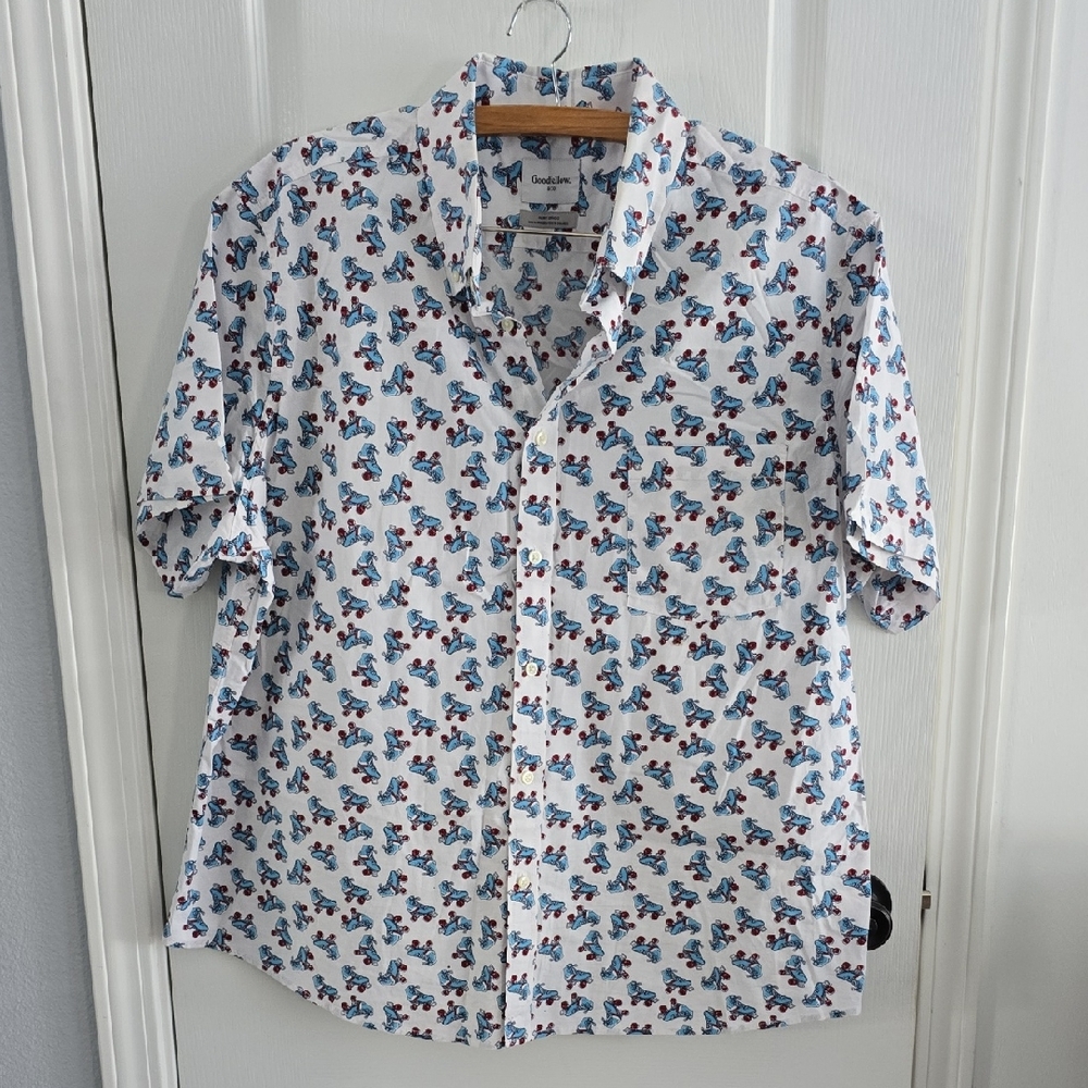 Goodfellow & Co White and Blue Casual Button Down Shirt